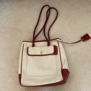 Coach bag cranberry and cloth material